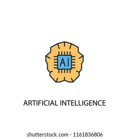 Artificial intelligence concept 2 colored line icon. Simple yellow and blue element illustration. Artificial intelligence concept outline symbol design from big data set