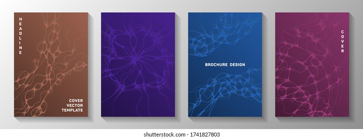 Artificial intelligence concept abstract vector covers. Fluid waves blend backgrounds. Abstract cover vector templates. Radiology cover pages graphic design set.