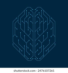 Artificial intelligence concept. Circuit board in the shape of human brain.