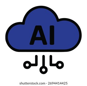 Artificial intelligence concept with cloud and connection lines vector illustration