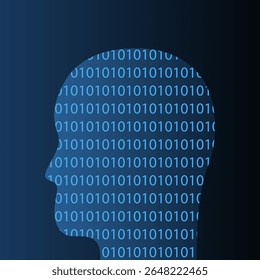 Artificial intelligence concept. Creative background of brain concept. Ones and zeros. Flat vector illustration.