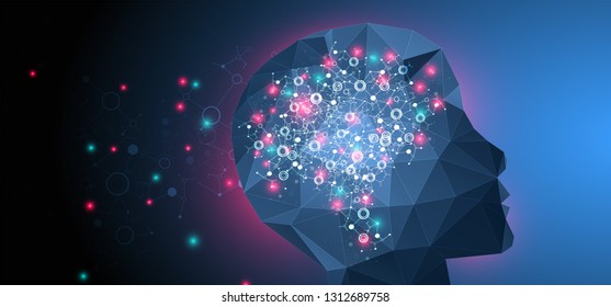 Artificial Intelligence concept.  Creative brain concept background. Vector science illustration.