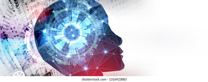 Artificial Intelligence concept.  Creative brain concept background. Vector science illustration.
