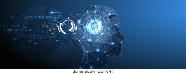 Artificial Intelligence concept.  Creative brain concept background. Vector science illustration.