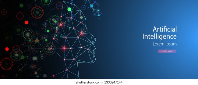 Artificial Intelligence concept.  Creative brain concept background. Vector science illustration.