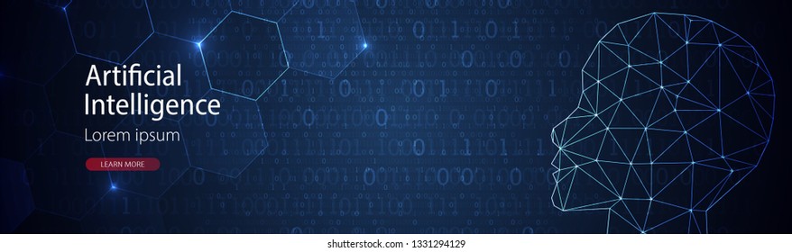 Artificial Intelligence concept.  Creative brain concept background. Vector science illustration.