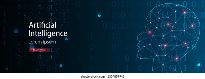 Artificial Intelligence concept.  Creative brain concept background. Vector science illustration.