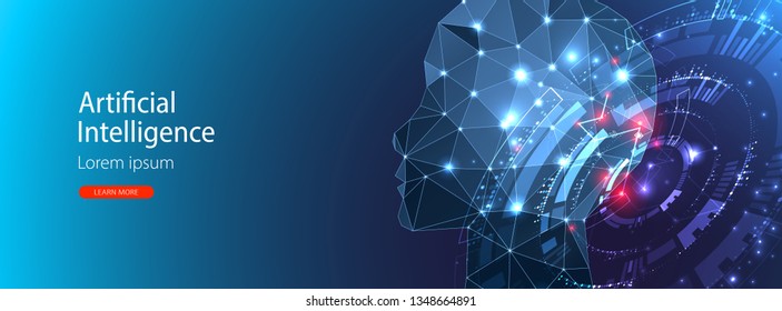 Artificial Intelligence concept.  Creative brain concept background. Vector science illustration.