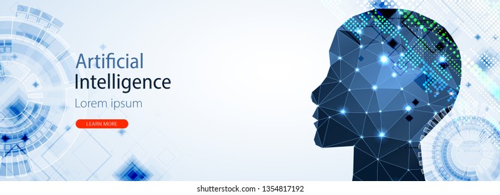 Artificial Intelligence concept.  Creative brain concept background. Vector science illustration.