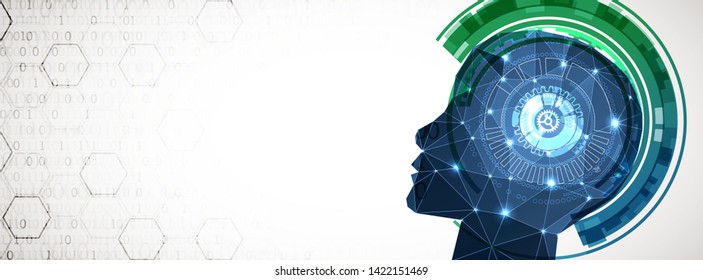Artificial Intelligence concept.  Creative brain concept background. Vector science illustration.