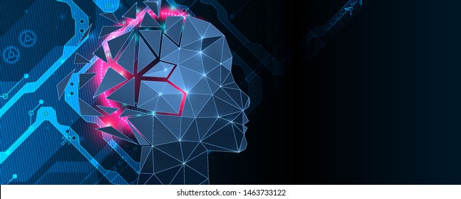 Artificial Intelligence concept.  Creative brain concept background. Vector science illustration.