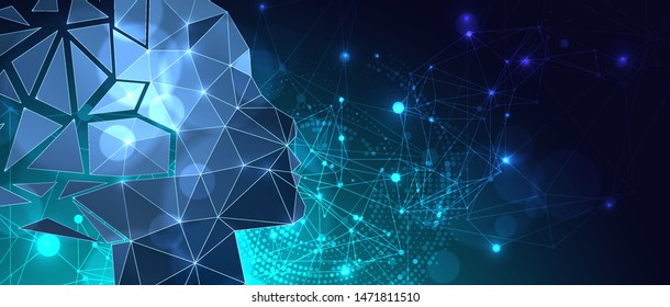 Artificial Intelligence concept.  Creative brain concept background. Vector science illustration.