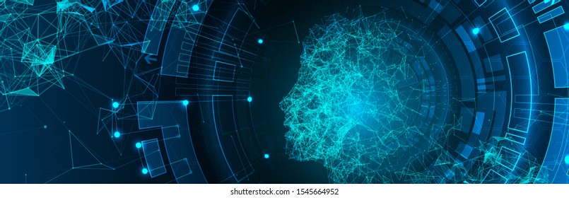 Artificial Intelligence concept.  Creative brain concept background. Vector science illustration.