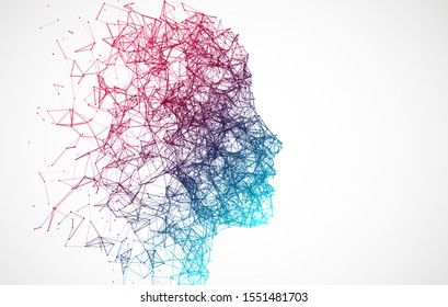 Artificial Intelligence concept.  Creative brain concept background. Vector science illustration.