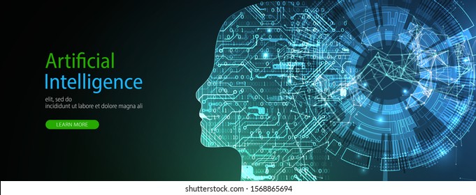 Artificial Intelligence concept.  Creative brain concept background. Vector science illustration.
