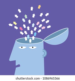 Artificial intelligence concept design, arrows in the brain.
