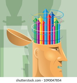 Artificial intelligence concept design, arrows in the brain.	