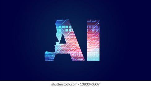 artificial intelligence concept design with face