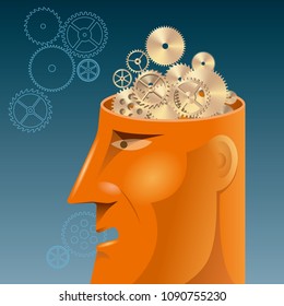 Artificial intelligence concept design, gear in the brain.