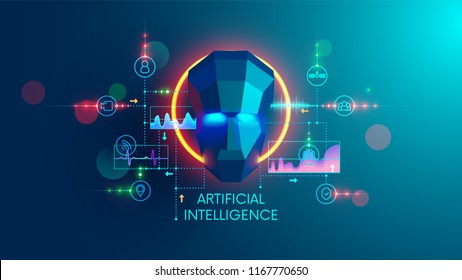 Artificial intelligence concept. digital technology and machine learning cyber mind. AI analysis the science or social data and computing future forecast.