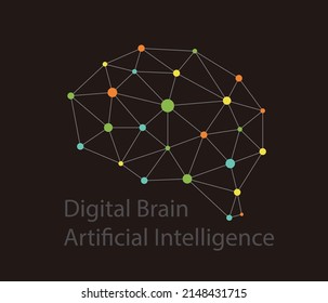 Artificial intelligence concept. Dot circuit board brain logo icon, high tech style vector illustration