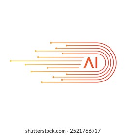 conceito de inteligência artificial. circuito eletrônico e conceito de IA. logotipo inteligência artificial