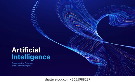 Concepto de inteligencia artificial con flujo de datos digitales futuristas. Fondo Abstractas de Tecnología de Big Data, Automatización y Ciencia. Ideal para aprendizaje automático, computación en la nube y negocios. Vector.