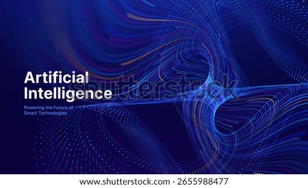 Artificial Intelligence Concept with Futuristic Digital Data Flow. Abstract Big Data, Automation, and Science Technology Background. Ideal for Machine Learning, Cloud Computing, and Business. Vector.
