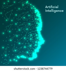 Artificial intelligence concept. Futuristic Human Big data visualization. Cyber mind design. Machine learning.