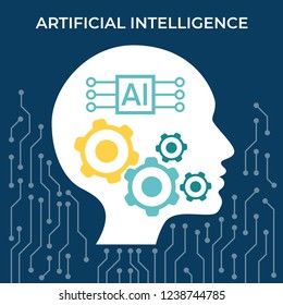 Artificial intelligence concept. Futuristic Human Big data visualization. Cyber mind design. Machine learning.