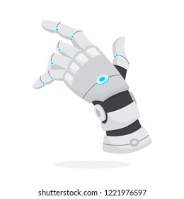 Artificial intelligence concept. Futuristic technology. Science progress and virtual reality. Cyber hand. Idea of machine learning. Flat vector illustration