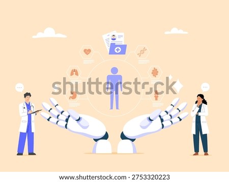 Artificial intelligence concept helps doctors analyze patient health, provide healthcare and monitor patient health, and alert them to potential health problems.