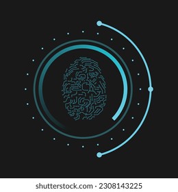 Artificial intelligence concept. Human brain with circuit board. Vector illustration on black background. design icon isolated.