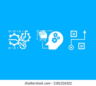 artificial intelligence concept icons in blue background