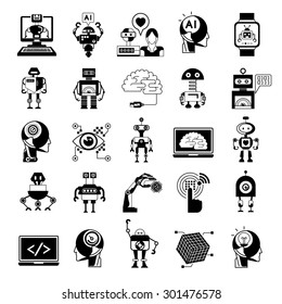 Artificial Intelligence Concept icons, robot icons