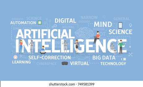 Artificial intelligence concept illustration. Idea of machine learning, science and technology.