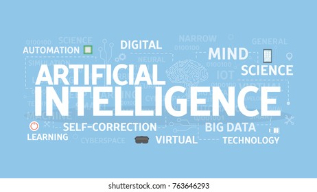 Artificial intelligence concept illustration. Idea of machine learning, science and technology.