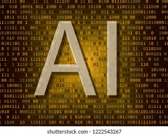 Artificial intelligence concept. Illustration of artificial intelligence over binary background