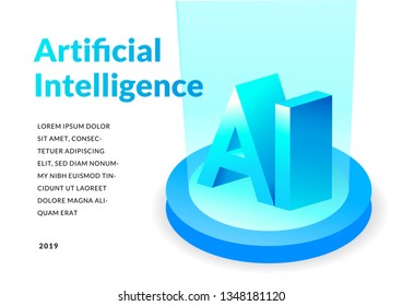 Artificial intelligence concept. isometric 3d illustration. modern technology background. 