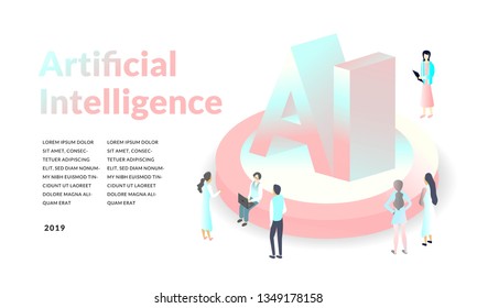 Artificial intelligence concept. isometric 3d illustration. modern technology background. 