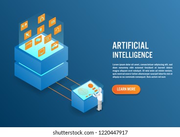 Artificial intelligence concept in isometric vector design

