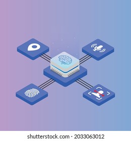 Artificial Intelligence concept. Knowledge Expertise Intelligence Learn. Technology and engineering. Vector illustration