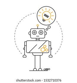 Artificial intelligence concept. Outline thin line illustration. Isolated on white background. 