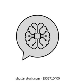 Artificial intelligence concept. Outline thin line illustration. Isolated on white background. 