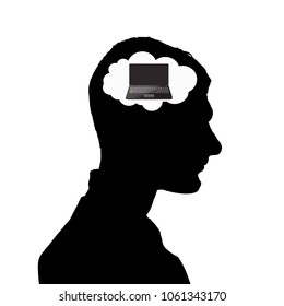 artificial intelligence concept. person computer. illustration on white background