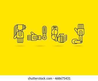 artificial intelligence concept, robotic arm icons