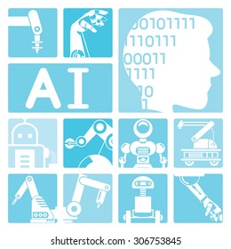 artificial intelligence concept, robotics icons