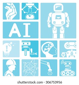 artificial intelligence concept, robotics icons