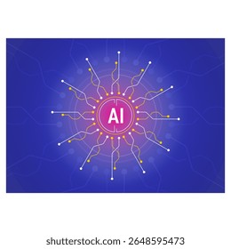 Artificial intelligence concept with round and central electronic circuit. Artificial intelligence interface for technology, business, education world
