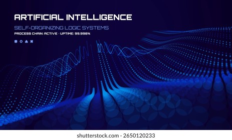 Artificial intelligence concept with self-organizing logic systems. Futuristic digital background for technology and data representation.